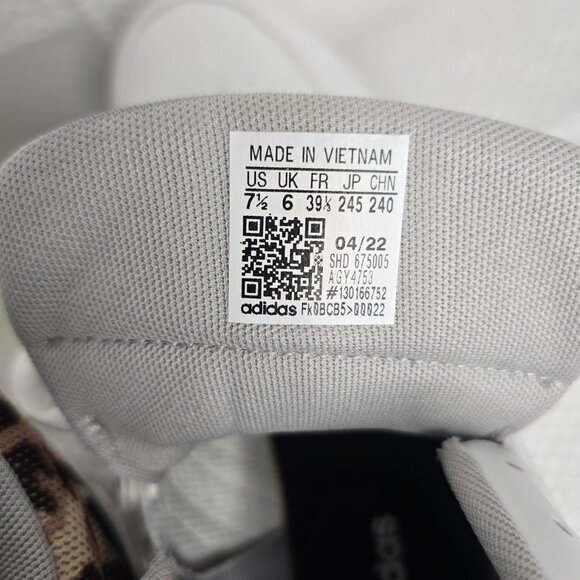 adidas White Sneakers with Black Stripes and Leopard Detail - Picture 2 of 7